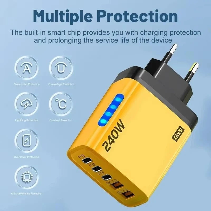 ⚡⚡ VoltForge 240W ⚡⚡ Caricatore Universale 5 Porte PD+QC3.0